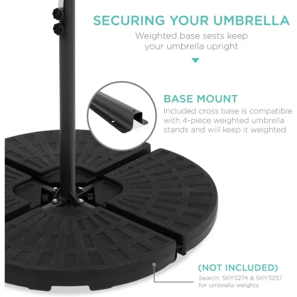10ft Offset Hanging Market Patio Umbrella w/Easy Tilt Adjustment, Polyester Shade - Image 34