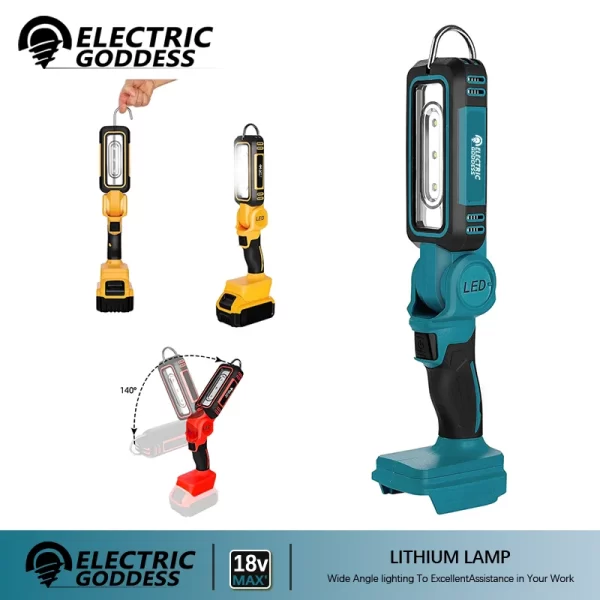 Electric Goddess Cordless Lighting Light Portable Flashlight Makita/Dewalt/Milwaukee Battery ﻿