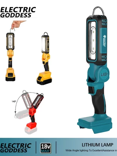Electric Goddess Cordless Lighting Light Portable Flashlight Outdoor LED Camping Tool Adapted Makita/Dewalt/Milwaukee Battery ﻿