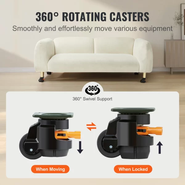 VEVOR 4 Pcs Leveling Casters Heavy Duty Swivel Caster Wheels - Image 4