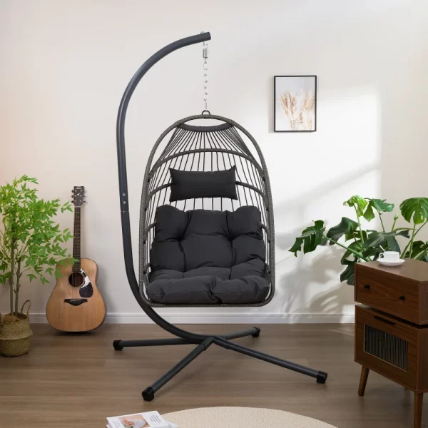 Hanging With Stand Patio Swinging Outdoor Hammock Egg Chair - Image 3