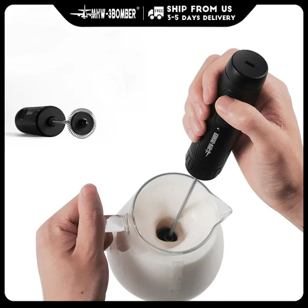 MHW-3BOMBER Electric Milk Frother Portable Handheld Milk Foamer USB Rechargeable