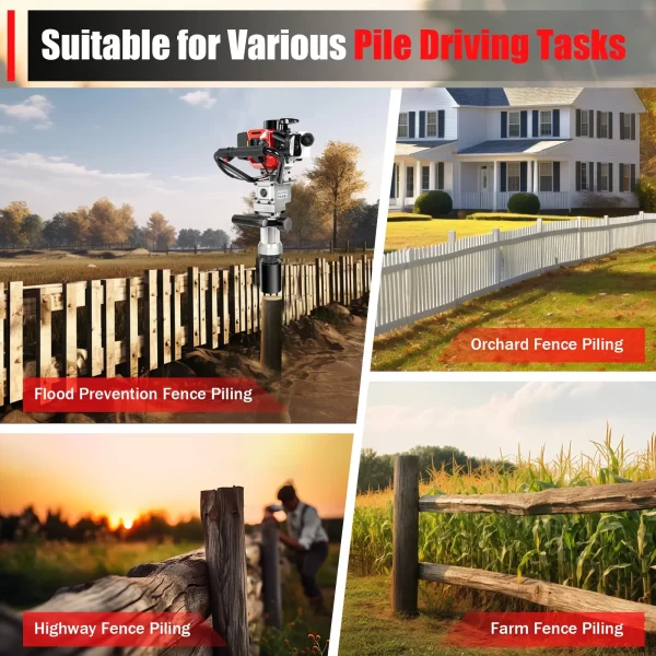 Powered T Fence Post Driver, Portable Farm Piling Driver Single Cylinder Gasoline - Image 4
