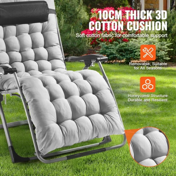 VEVOR Zero Gravity Chair Zero Gravity Recliner Lounge Chair Adjustable - Image 4