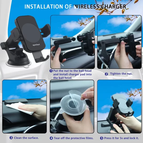 Wireless Car Charger, 15W Fast Charging Auto Clamping Car Charger - Image 6
