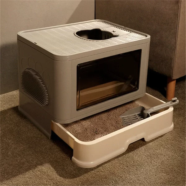 Large Hooded Cat Litter Box Tray Drawer Type - Image 3
