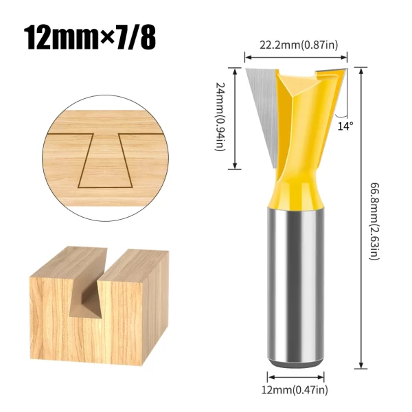 1Pcs 6mm 12mm Shank Dovetail Joint Router Bits Set Dovetail Joint Router Bits Set - Image 20