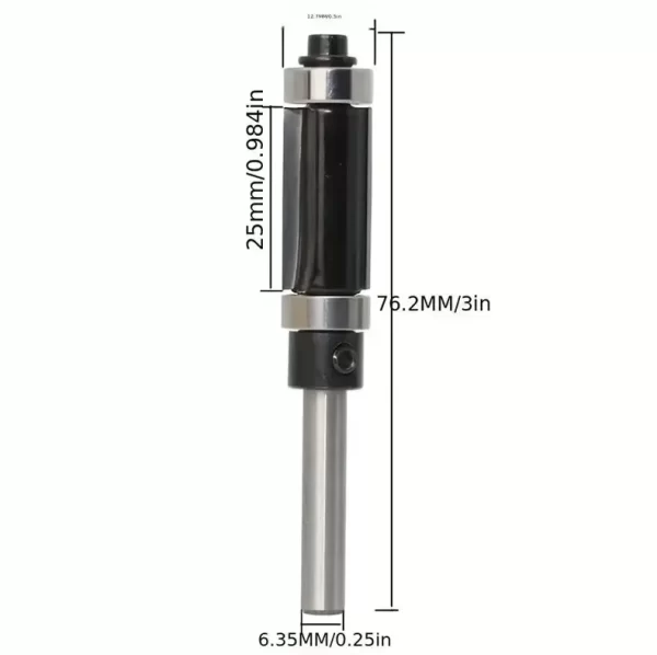 1pc Woodworking Power Tools 1/4'' Shank Top & Bottom Bearing Flush Trim Router Bit - Image 9