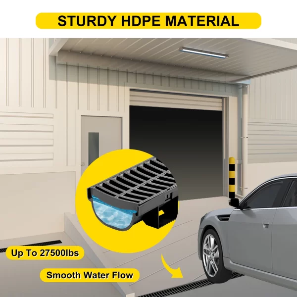 SucceBuy Drainage Trench Driveway Channel Drain With Plastic Grate 3-5 Pack - Image 6