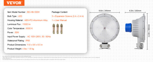 VEVOR LED Barn Light 50W 5500LM / 100W 11000LM Ultra Brightness 6000K - Image 17