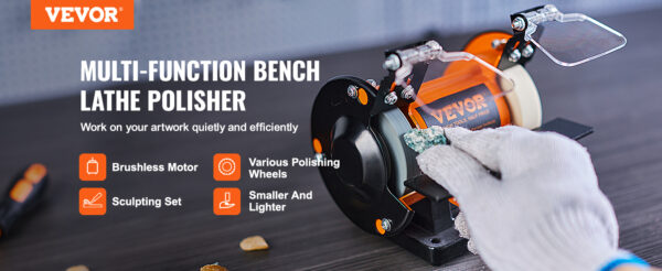 VEVOR 3in Jewelry Polisher Buffer Bench Grinder Polishing Machine - Image 8