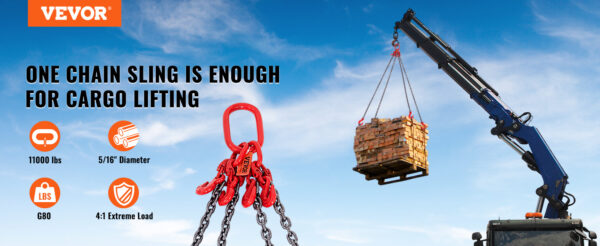 VEVOR Chain Sling 5/16 Inch X 5 Ft Lifting Chains with Hooks - Image 8