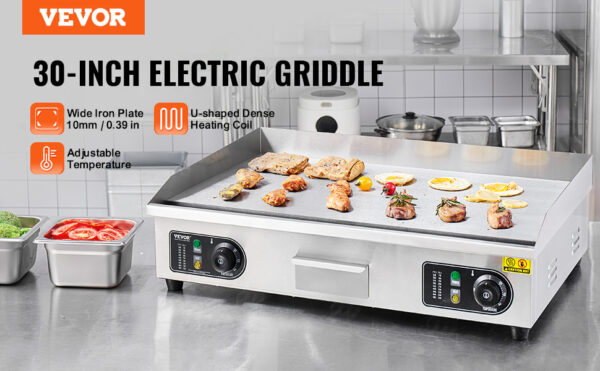 VEVOR 26/30 inch Commercial Electric Countertop Griddle Flat Top Griddle 2800W 122℉-572 ℉ - Image 11