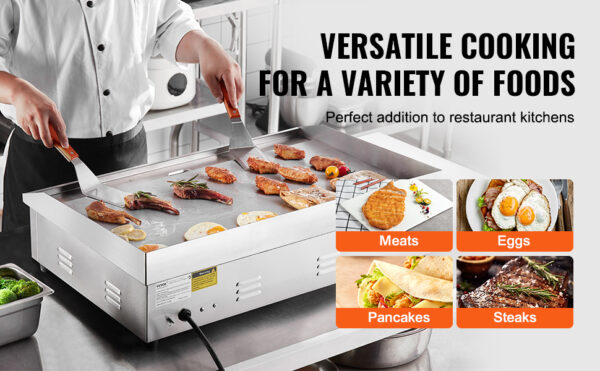 VEVOR 26/30 inch Commercial Electric Countertop Griddle Flat Top Griddle 2800W 122℉-572 ℉ - Image 14