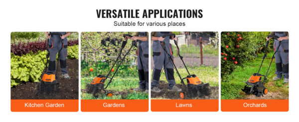 VEVOR 12 Amp Electric Tiller, 18" Tilling Width 3.94" - Image 14