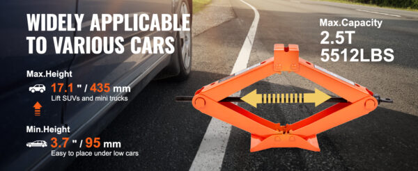 VEVOR Scissor Jack 2.5 Ton/5512 lbs Scissor Car Jack 3.7"-17.1" Lifting Range Scissor Lift Jack Portable Tire Jack for Car Truck - Image 10