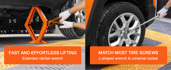 VEVOR Scissor Jack 2.5 Ton/5512 lbs Scissor Car Jack 3.7"-17.1" Lifting Range Scissor Lift Jack Portable Tire Jack for Car Truck - Image 11