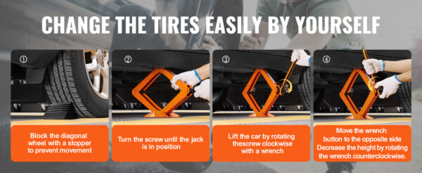 VEVOR Scissor Jack 2.5 Ton/5512 lbs Scissor Car Jack 3.7"-17.1" Lifting Range Scissor Lift Jack Portable Tire Jack for Car Truck - Image 13