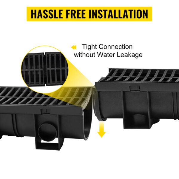 SucceBuy Drainage Trench Driveway Channel Drain With Plastic Grate 3-5 Pack - Image 11