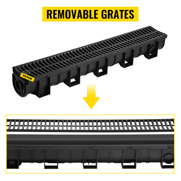 SucceBuy Drainage Trench Driveway Channel Drain With Plastic Grate 3-5 Pack - Image 12