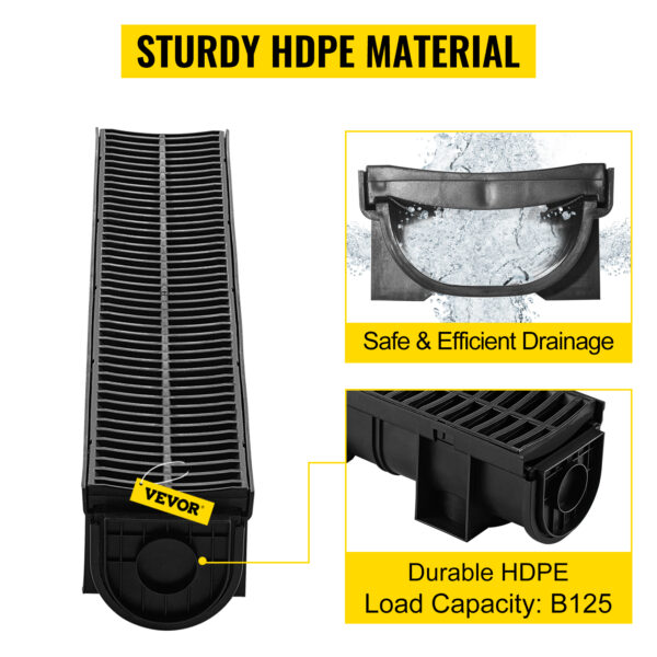 SucceBuy Drainage Trench Driveway Channel Drain With Plastic Grate 3-5 Pack - Image 14