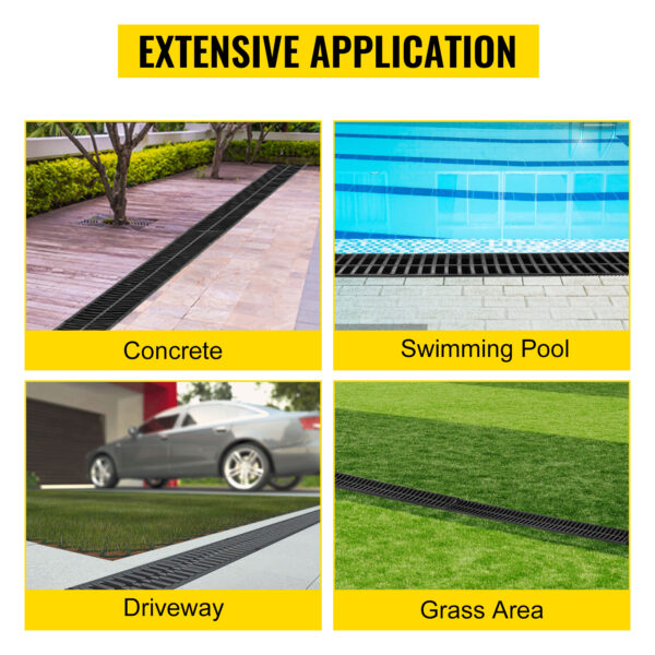 SucceBuy Drainage Trench Driveway Channel Drain With Plastic Grate 3-5 Pack - Image 16