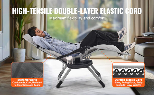 VEVOR Zero Gravity Chair Zero Gravity Recliner Lounge Chair Adjustable - Image 15