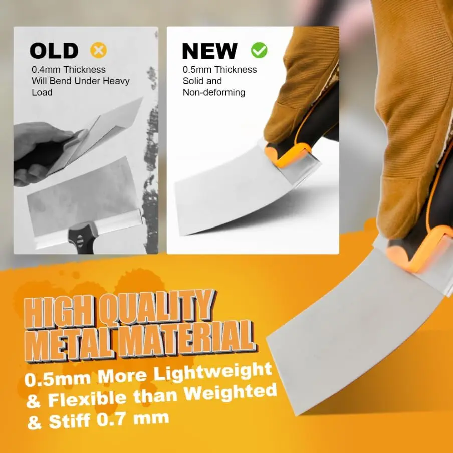 TOLESA Stainless Steel Taping Knife 5Pcs with 0.5mm Thickness Flexible Blades - Image 2