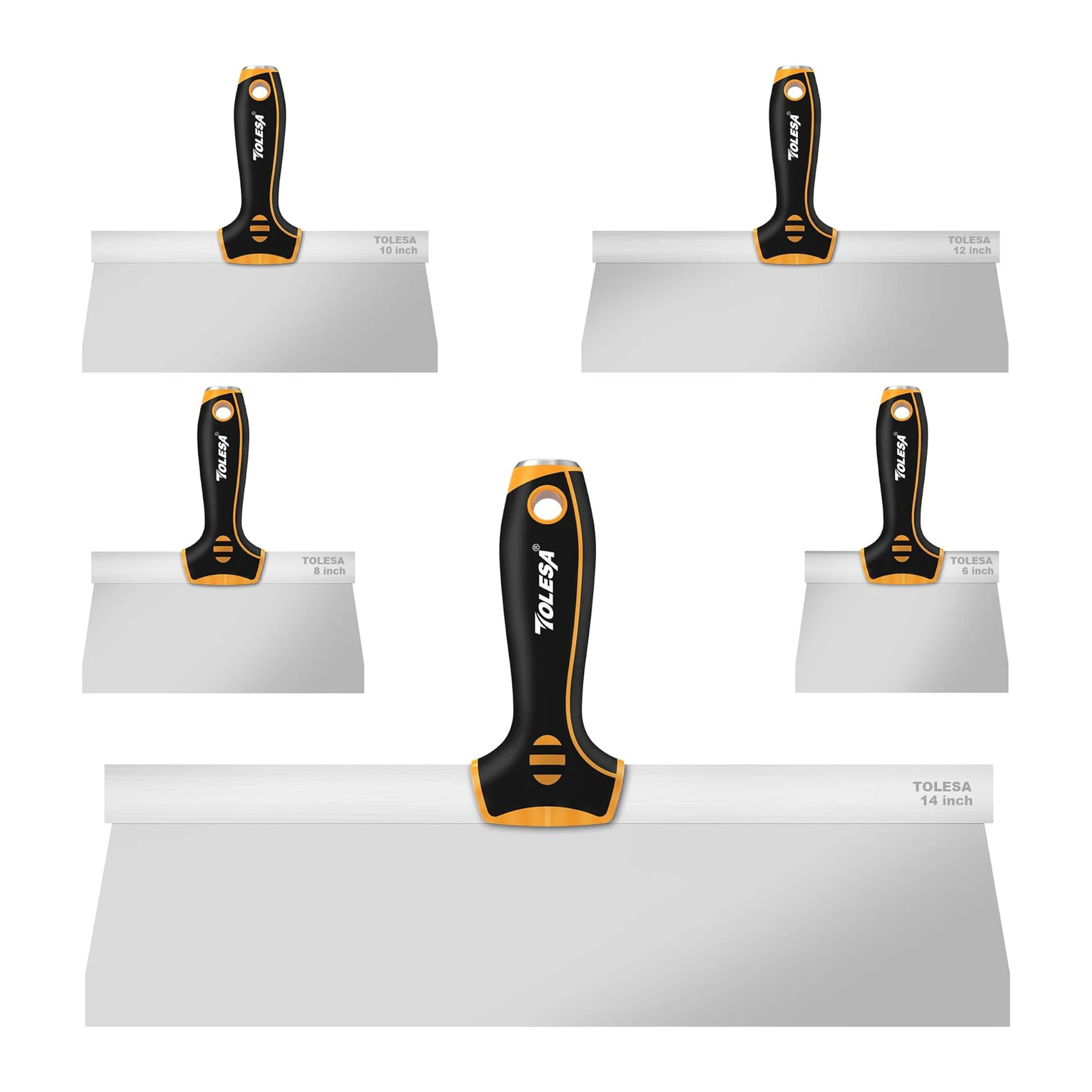 TOLESA Stainless Steel Taping Knife 5Pcs with 0.5mm Thickness Flexible Blades