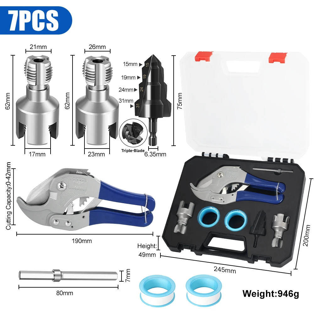 DN15/20/25 Pipe Threading Tool Hex Shank Die Internal External Threads 1/2&3/4&1 INCH Water Pipes PPR PVC MPP Detachable - Image 14