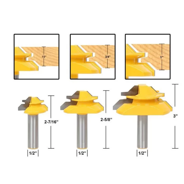 1/2"1/4“ 8mm Shank 45° Lock Miter Router Bit 8*1-1/2 8*1-3/8 - Image 5