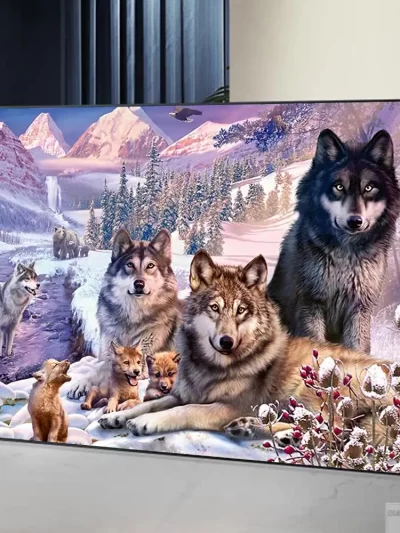 5D DIY Diamond Painting Animal Full Square/Round Diamond Embroidery Snow mountain Wolf