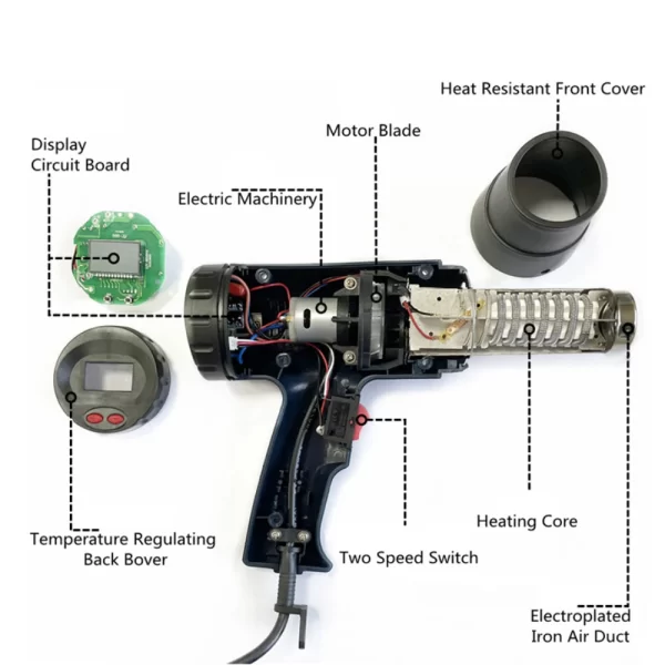 2000W Industrial Electric Hot Air Gun Digital Display Car Film Heat Gun Air Dryer for Soldering Thermal Blower Shrink Wrapping - Image 36