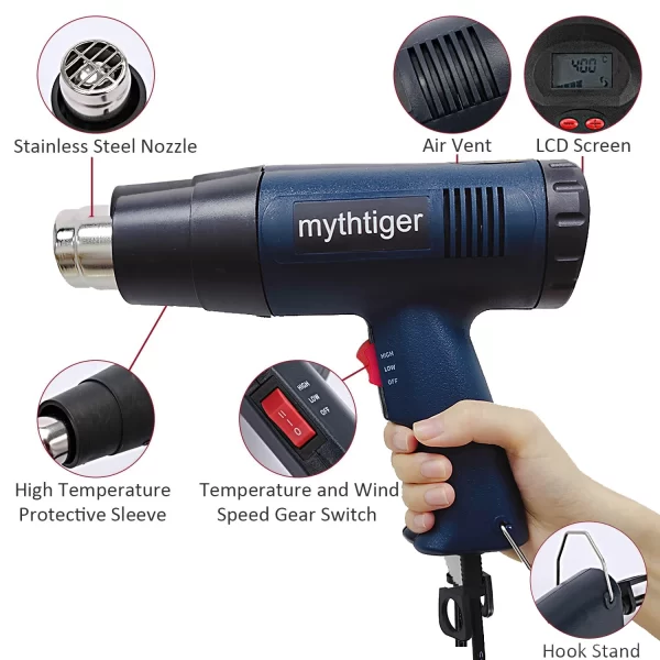 2000W Industrial Electric Hot Air Gun Digital Display Car Film Heat Gun Air Dryer for Soldering Thermal Blower Shrink Wrapping - Image 37