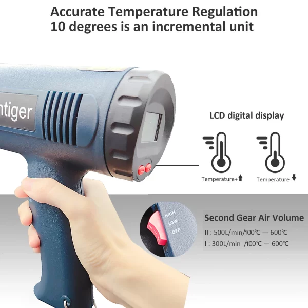 2000W Industrial Electric Hot Air Gun Digital Display Car Film Heat Gun Air Dryer for Soldering Thermal Blower Shrink Wrapping - Image 38