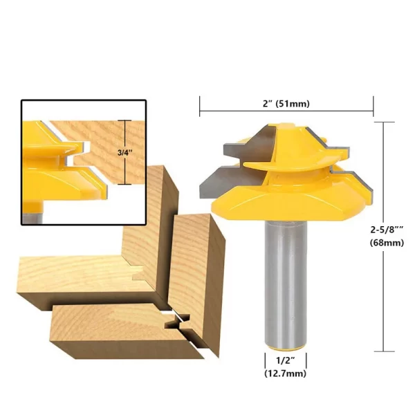 1/2"1/4“ 8mm Shank 45° Lock Miter Router Bit 8*1-1/2 8*1-3/8 - Image 11