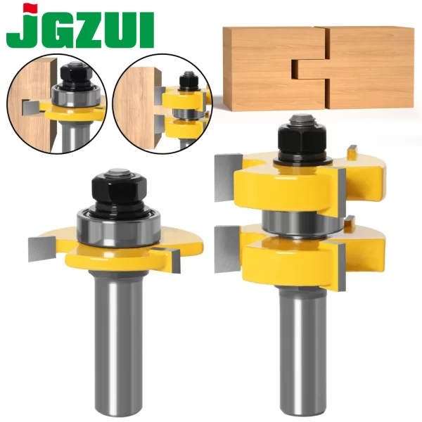 2pc 1/4"1/2" Shank 6mm 8mm 12mm shank Tongue & Groove Router Bit Set