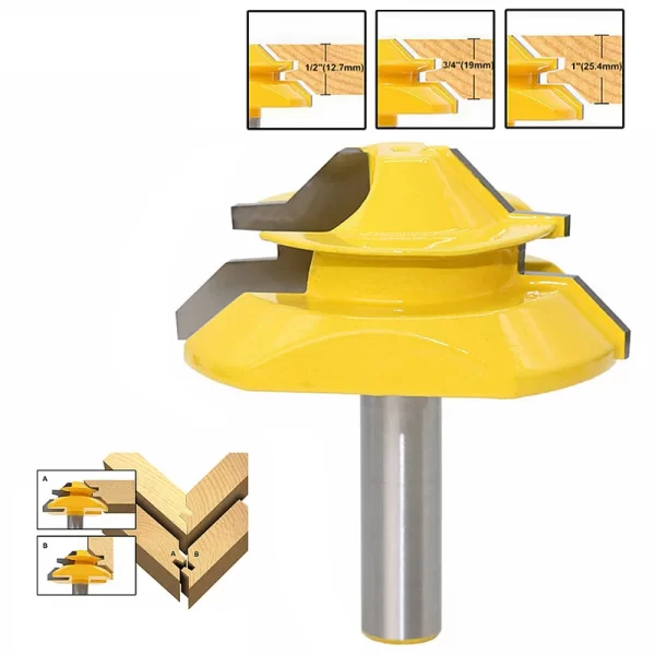 1/2"1/4“ 8mm Shank 45° Lock Miter Router Bit 8*1-1/2 8*1-3/8