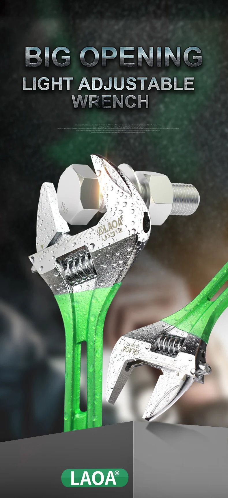 LAOA Large Opening Adjustable Wrench Light Spanner Multifunctional Bathroom Pipe Wrench 6-12 inch Plumbing Repair Hand Tools - Image 11