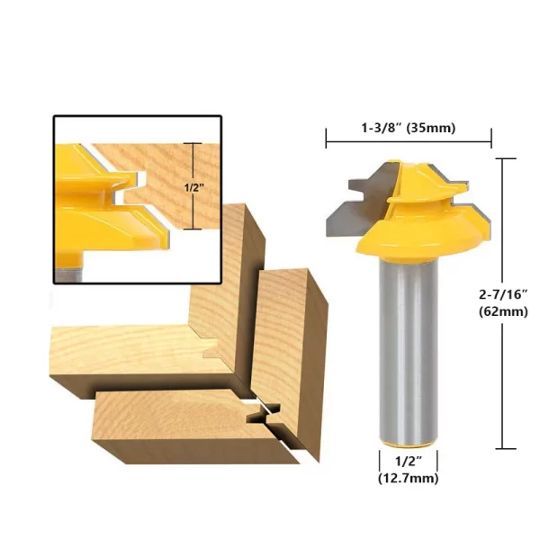 1/2"1/4“ 8mm Shank 45° Lock Miter Router Bit 8*1-1/2 8*1-3/8 - Image 13