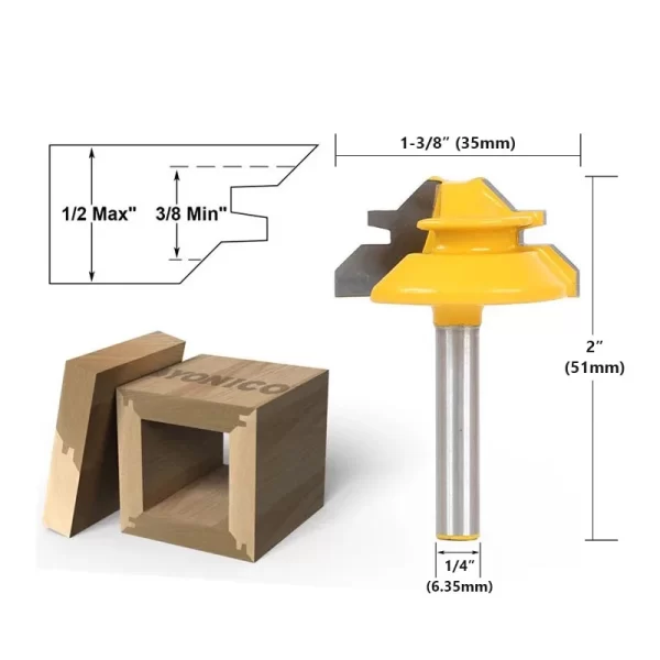 1/2"1/4“ 8mm Shank 45° Lock Miter Router Bit 8*1-1/2 8*1-3/8 - Image 6
