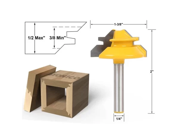 1/2"1/4“ 8mm Shank 45° Lock Miter Router Bit 8*1-1/2 8*1-3/8 - Image 15