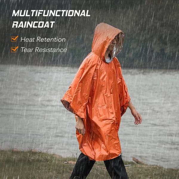 Emergency Rain Poncho Thermal Blanket Poncho Weather Proof Outdoor Survival Gear - Image 3