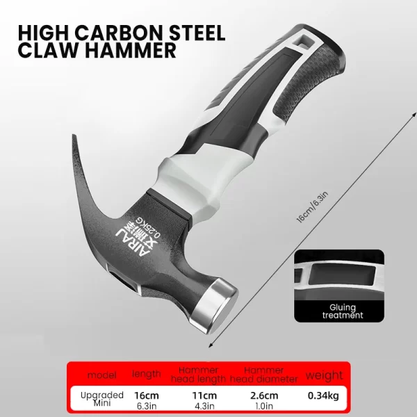 AIRAJ Multifunctional Mini Claw Hammer, Anti Slip And Shockproof Hammer - Image 2