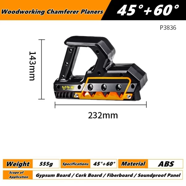 45°/60° Woodworking Chamferer Planers Plasterboard Gypsum Board Hand Plane Drywall Edge Chamfer Trimmer - Image 9
