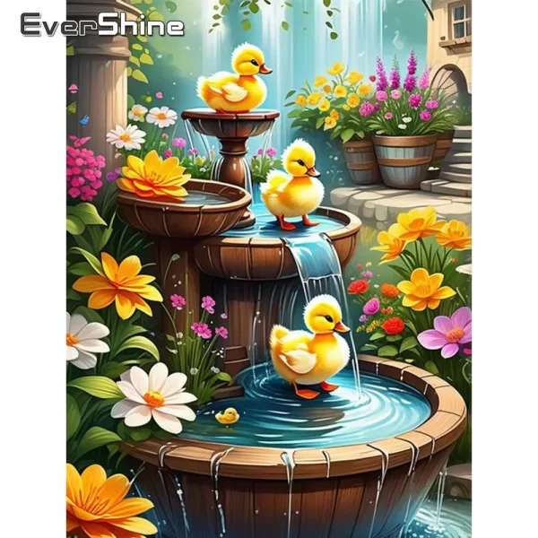 Evershine Duck Diamond Embroidery Animal Full Square Round DIY Mosaic Pool Landscape Painting