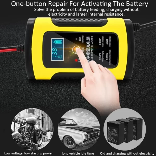 12V 6A Full Automatic Car Battery Charge Device Digital Pulse Repair Charger Intelligent Power Charger - Image 3
