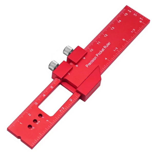 Precision Pocket Ruler T-Type Scribing Ruler Carpenty Square T Track Ruler Inch and Metric Measuring Marking Ruler W/ Slide Stop - Image 10