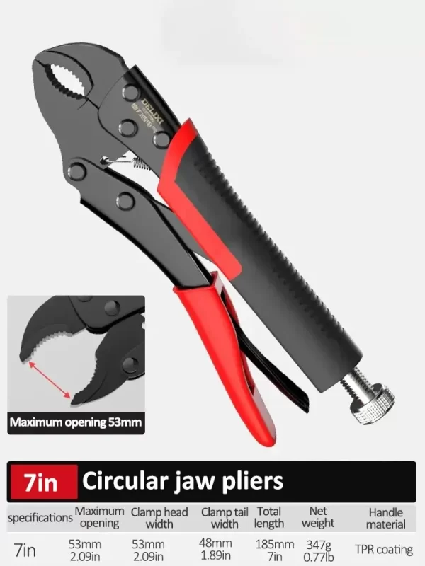 DELIXI ELECTRIC Lock Pliers 7-Inch Round/straight Universal Pressure Pliers - Image 6