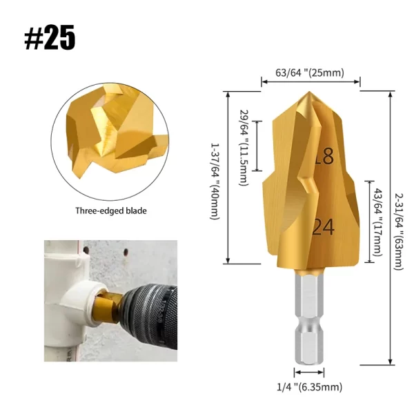 1-3Pcs PPR Lifting , Stepped Drill Bit, Hexagon Shank Water Pipe Connection Tool 20/25/32mm - Image 8